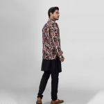 Black Ethnic Jacket Kurta Set
